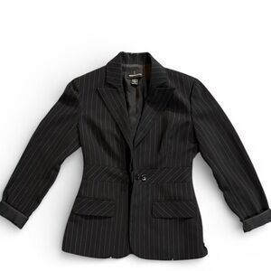 Women's Moda International Charcoal Pinstripe Blazer Jackets